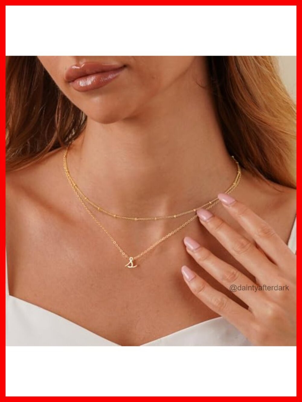 14K Gold-Plated Layered Initial Necklace Set with Adjustable Chains - Picture 3 of 6